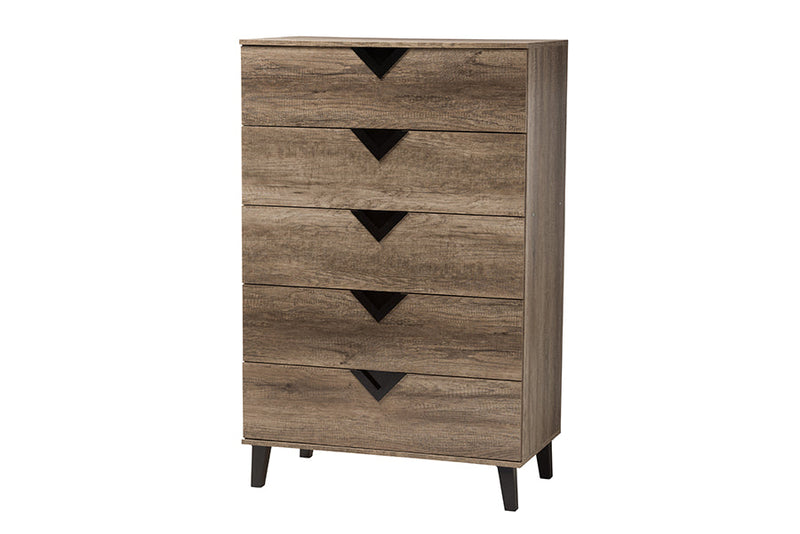 Ancel Two-Tone Black and Light Brown 3-Piece Storage Set Baxton