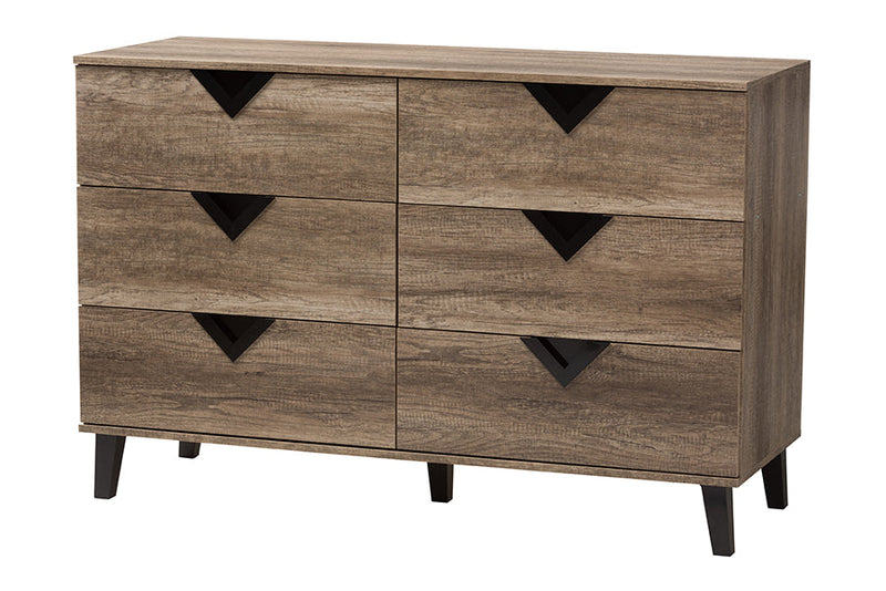 Ancel Two-Tone Black and Light Brown 3-Piece Storage Set Baxton
