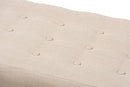 Louis Walnut Wood Light Beige Fabric Button-Tufted Bench Baxton