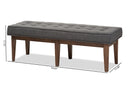 Lilia Walnut Wood Dark Gray Fabric Button-Tufted Bench Baxton