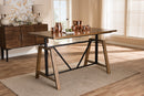 Septa Metal and Distressed Wood Adjustable Height Work Table Baxton