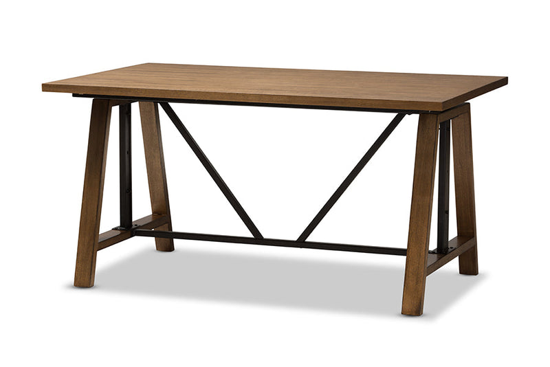 Septa Metal and Distressed Wood Adjustable Height Work Table Baxton