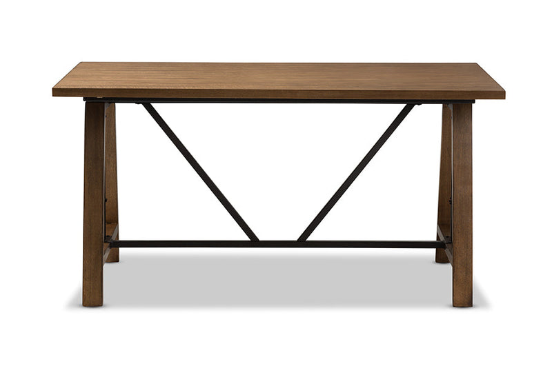 Septa Metal and Distressed Wood Adjustable Height Work Table Baxton