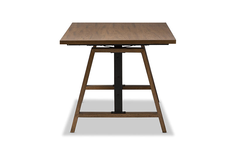 Septa Metal and Distressed Wood Adjustable Height Work Table Baxton