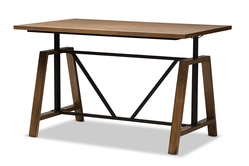 Septa Rustic Industrial Metal and Distressed Wood Adjustable Height Work Table