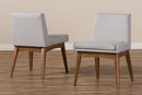 Larine Walnut Wood Finishing Greyish Beige Fabric Dining Side Chair (Set of 2) Baxton