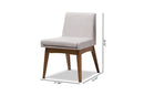 Larine Walnut Wood Finishing Greyish Beige Fabric Dining Side Chair (Set of 2) Baxton