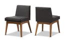 Larine Walnut Wood Finishing Dark Fabric Dining Side Chair (Set of 2) Baxton