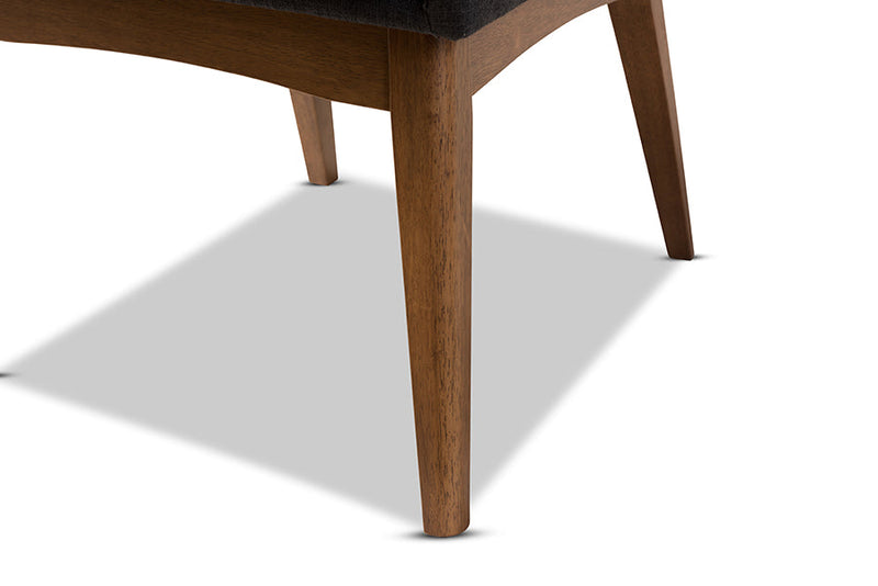 Larine Walnut Wood Finishing Dark Fabric Dining Side Chair (Set of 2) Baxton