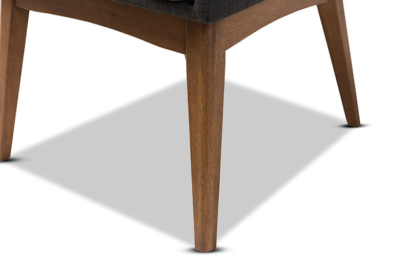 Larine Walnut Wood Finishing Dark Gray Fabric Dining Armchair (Set of 2) Baxton