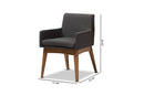 Larine Walnut Wood Finishing Dark Gray Fabric Dining Armchair (Set of 2) Baxton