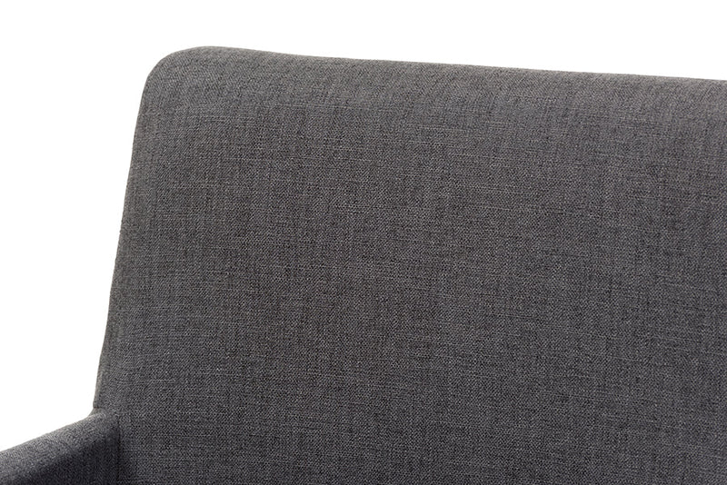 Malvina Dark Gray Fabric Upholstered and Walnut Brown 5-Piece Dining Set Baxton