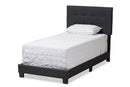 Evania Charcoal Gray Fabric Twin Size Bed Baxton