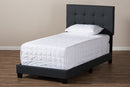 Evania Charcoal Gray Fabric Twin Size Bed Baxton