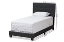 Evania Charcoal Gray Fabric Twin Size Bed Baxton