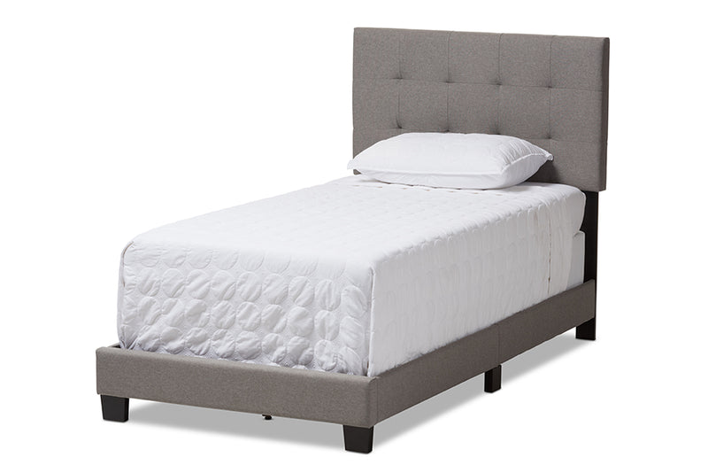 Evania Modern and Contemporary Light Gray Fabric Twin Size Bed