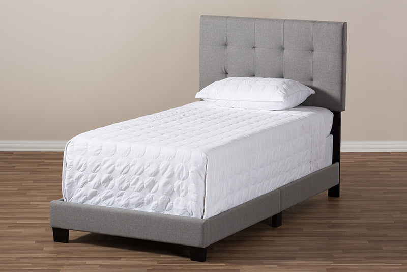 Evania Modern and Contemporary Light Gray Fabric Twin Size Bed