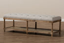 Barito Weathered Oak Beige Linen Upholstered Ottoman Bench Baxton