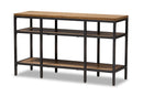 Hayate Style Oak Brown and Black Finished Metal Console Table Baxton