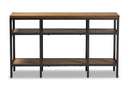 Hayate Style Oak Brown and Black Finished Metal Console Table Baxton