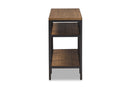 Hayate Style Oak Brown and Black Finished Metal Console Table Baxton