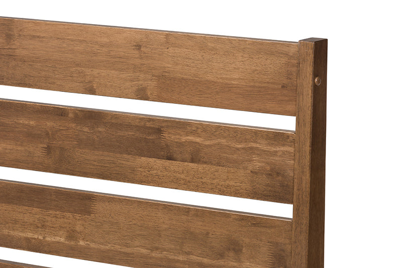 Aster Solid Walnut Wood Slatted Headboard Style King Size Platform Bed Baxton