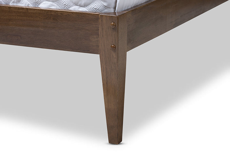 Aster Solid Walnut Wood Slatted Headboard Style King Size Platform Bed Baxton