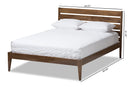 Aster Solid Walnut Wood Slatted Headboard Style Queen Size Platform Bed Baxton
