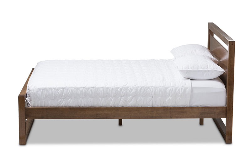 Serge Mid-Century Modern Solid Walnut Wood Open Frame Style King Size Platform Bed