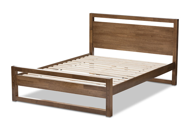 Serge Mid-Century Modern Solid Walnut Wood Open Frame Style King Size Platform Bed