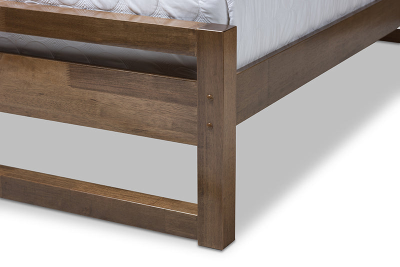 Serge Mid-Century Modern Solid Walnut Wood Open Frame Style King Size Platform Bed