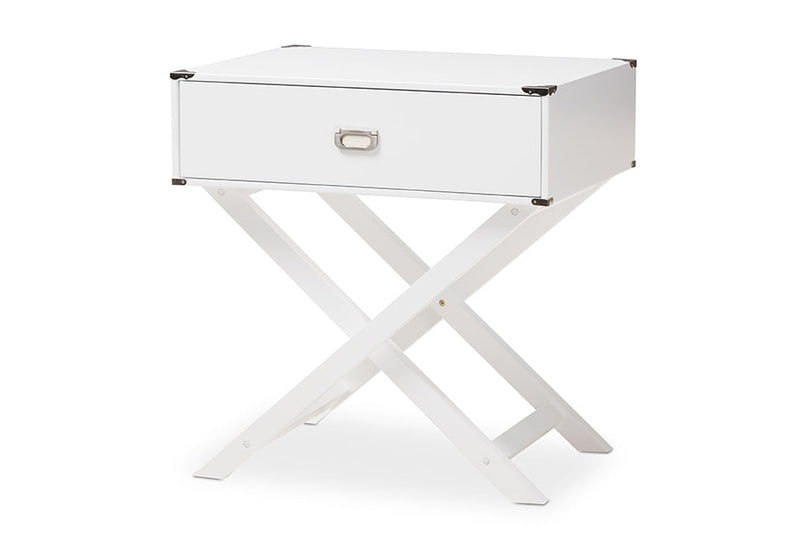 Liese White 1-Drawer Wooden End Table Baxton