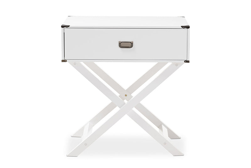 Liese White 1-Drawer Wooden End Table Baxton