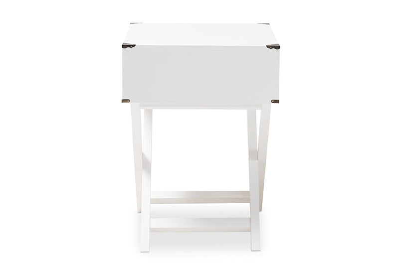 Liese White 1-Drawer Wooden End Table Baxton