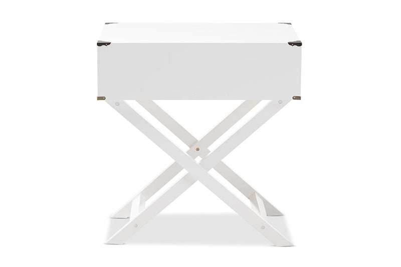 Liese White 1-Drawer Wooden End Table Baxton
