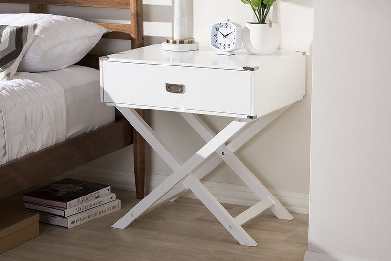 Liese White 1-Drawer Wooden End Table Baxton