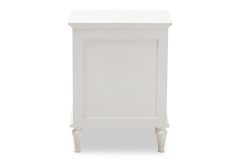 Beltran French-Inspired Rustic Whitewash Wood 3-Drawer Nightstand