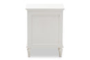 Beltran French-Inspired Rustic Whitewash Wood 3-Drawer Nightstand Baxton