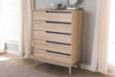 Zariah Two-Tone Oak and Gray Wood 5-Drawer Chest Baxton