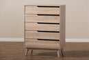 Zariah Two-Tone Oak and Gray Wood 5-Drawer Chest Baxton