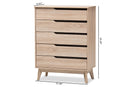 Zariah Two-Tone Oak and Gray Wood 5-Drawer Chest Baxton