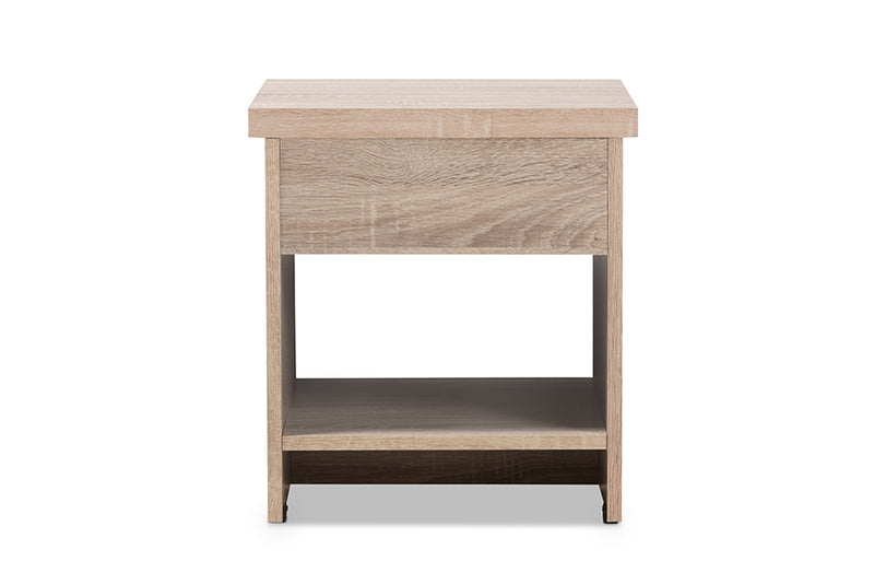 Nevan Modern and Contemporary Two-Tone Oak and Gray Wood 1-Drawer 1-Shelf Nightstand