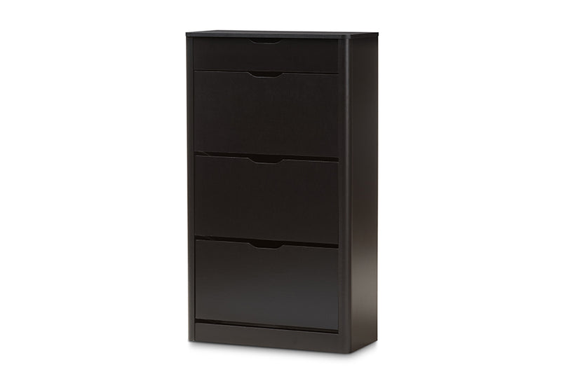 Macias Modern and Contemporary Black Wood Shoe Cabinet