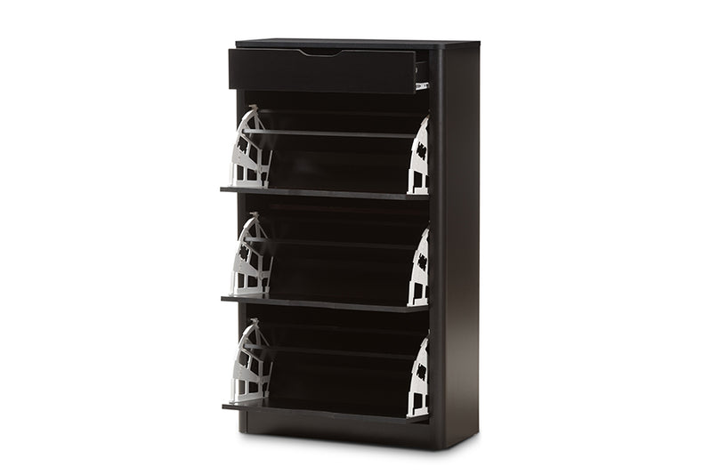 Macias Modern and Contemporary Black Wood Shoe Cabinet