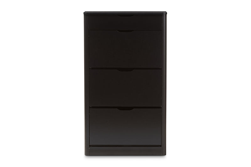 Macias Modern and Contemporary Black Wood Shoe Cabinet