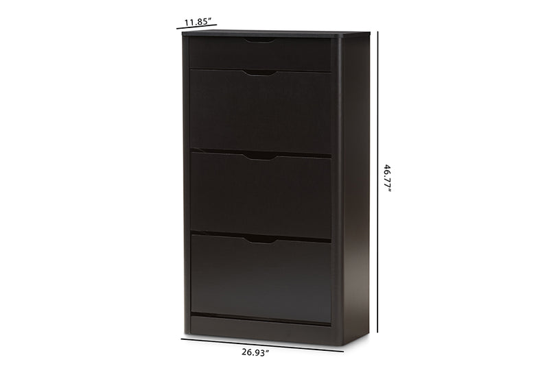 Macias Modern and Contemporary Black Wood Shoe Cabinet