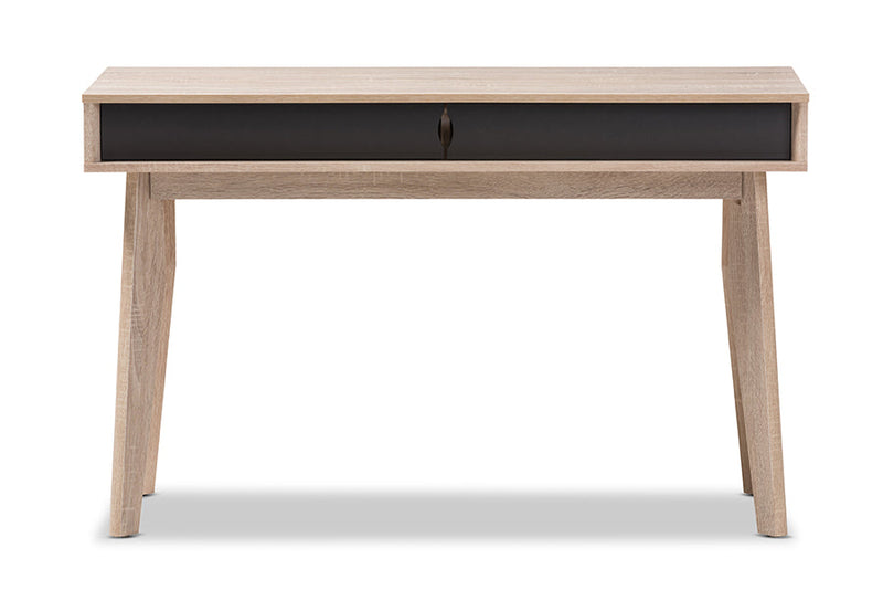 Zariah 2-Drawer Oak and Gray Wood Study Desk Baxton