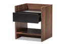 Tarah Two-Tone Walnut and Black Wood 1-Drawer Nightstand Baxton