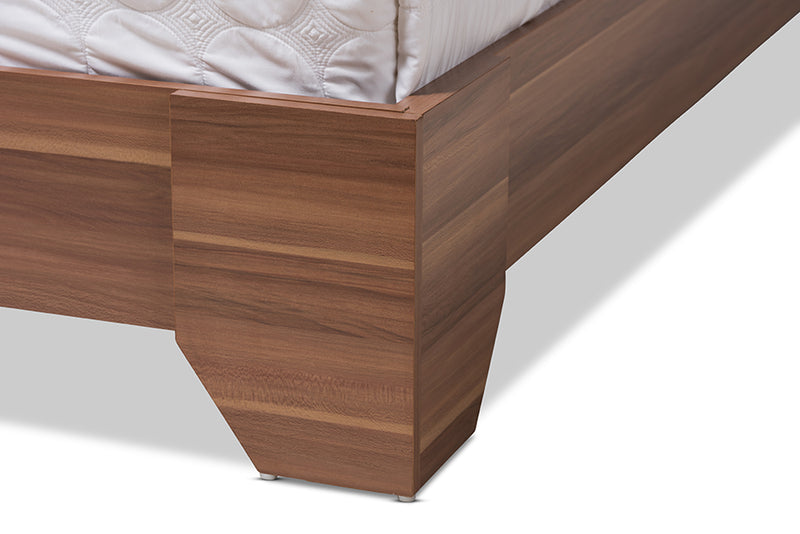 Tarah Modern and Contemporary Two-Tone Walnut and Black Wood Queen Size Platform Bed