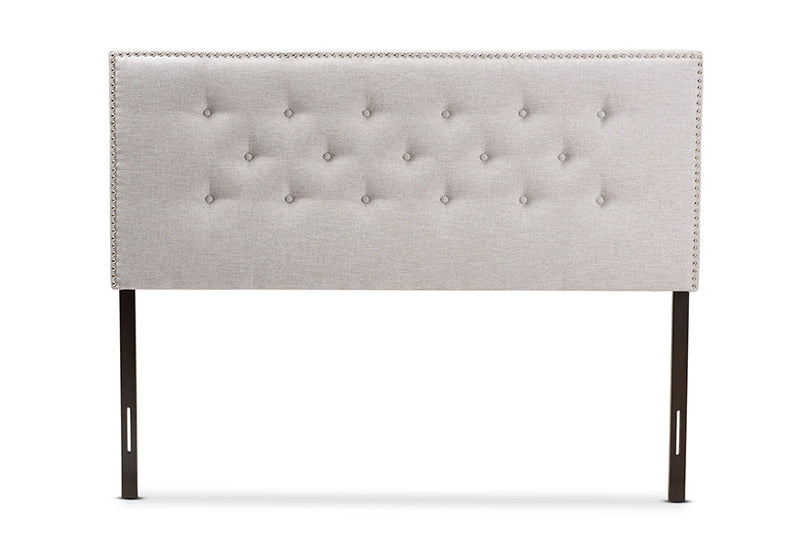 Nikko Greyish Beige Fabric Upholstered Full Size Headboard Baxton